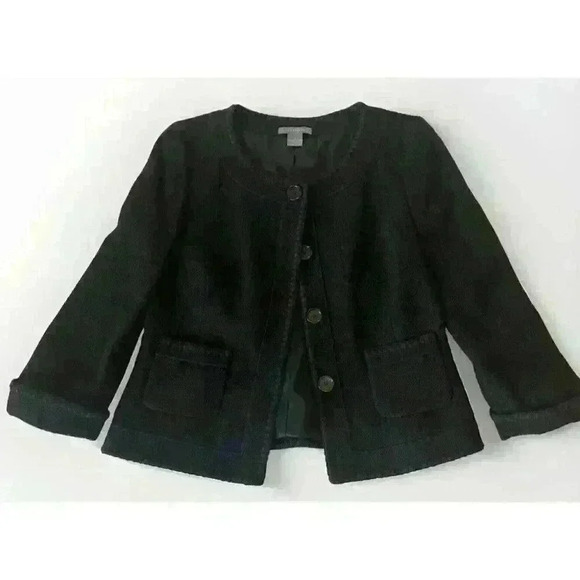 Ann Taylor Women's Size 8 Black Blazer Jacket Button Up Collarless Beautiful - Picture 12 of 16